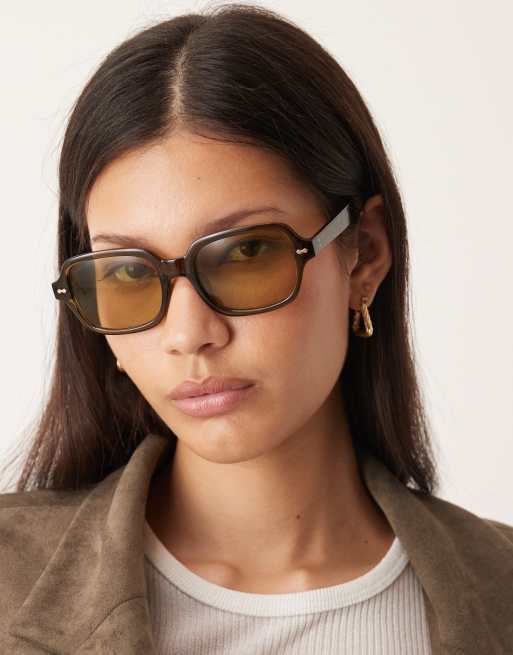 ASOS DESIGN - Occhiali da sole verdi con montatura squadrata e lenti tono su tono, 2 di 3
