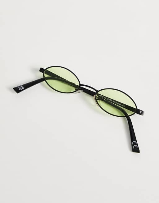 ASOS DESIGN - Occhiali neri anni '90 con mini lenti ovali color agrume, 3 di 4