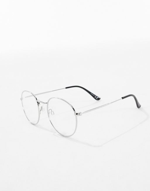 ASOS DESIGN Occhiali rotondi in metallo con lenti trasparenti