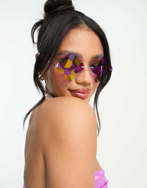 ASOS DESIGN - Occhiali senza bordo a forma di fungo 