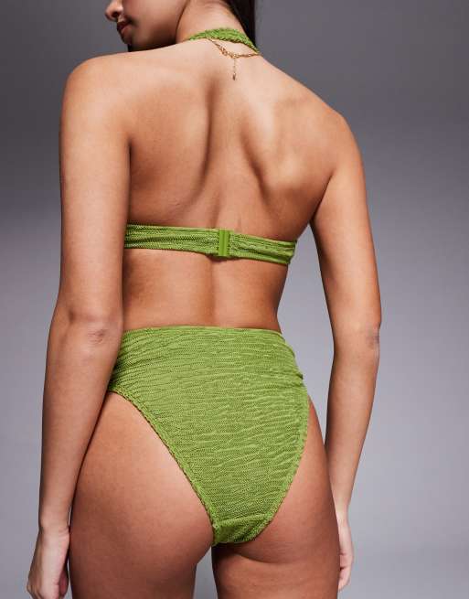 ASOS DESIGN - Oceana Azores - Bas de bikini échancré à taille haute - Vert, 2 de 4