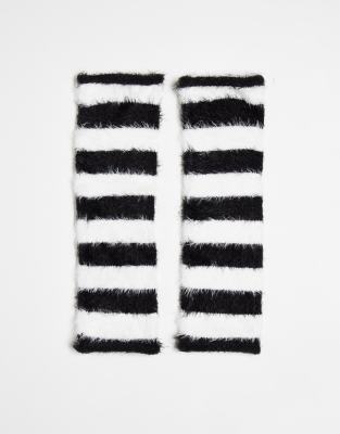 ASOS DESIGN – Ocieplacze na ręce w czarno-białe paski