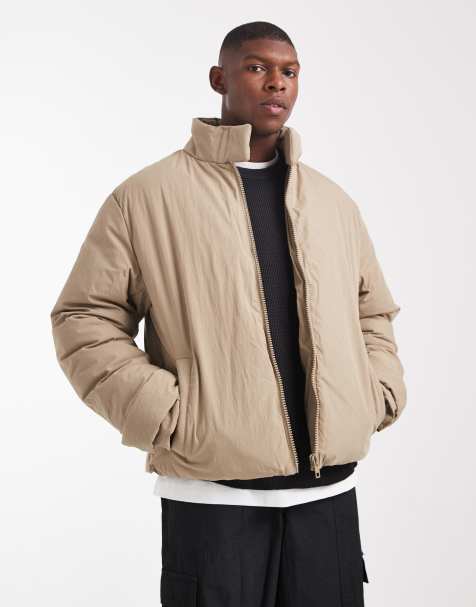 ASOS DESIGN – Ocieplana szarobeżowa kurtka z wysokim kołnierzem - view 1