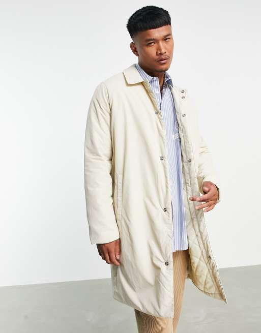 ASOS DESIGN – Ocieplany prochowiec w kolorze ecru z pikowaną podszewką