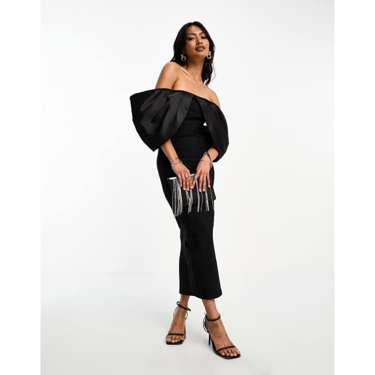 ASOS DESIGN off shoulder bardot mesh top in black