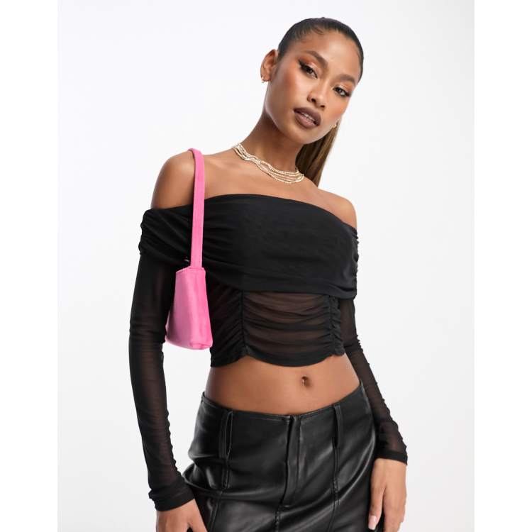 Mesh off-the-shoulder T-shirt, Twik