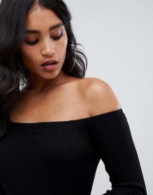 asos black bardot top