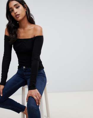 asos black bardot top