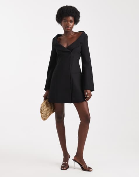 knee length dresses for ladies Zapaka Women Party Dress Black Puff Sleeves Tight Cocktail Dress, Black / M main image 1