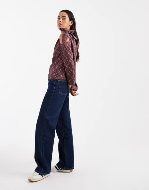 ASOS DESIGN off-shoulder blouse in check, 4 of 4