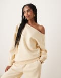 [ASOS DESIGN] ASOS DESIGN off shoulder brushback sweatshirt in buttermilk-Yellow M Buttermilk