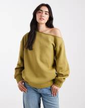 ASOS DESIGN asymmetric off shoulder polka dot top in black