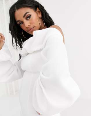 asos white dress long sleeve