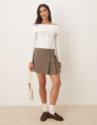 Asos Design Off Shoulder Button Down Top In White