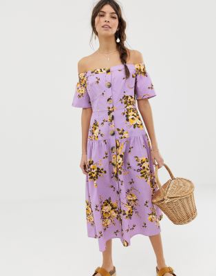 asos purple floral dress