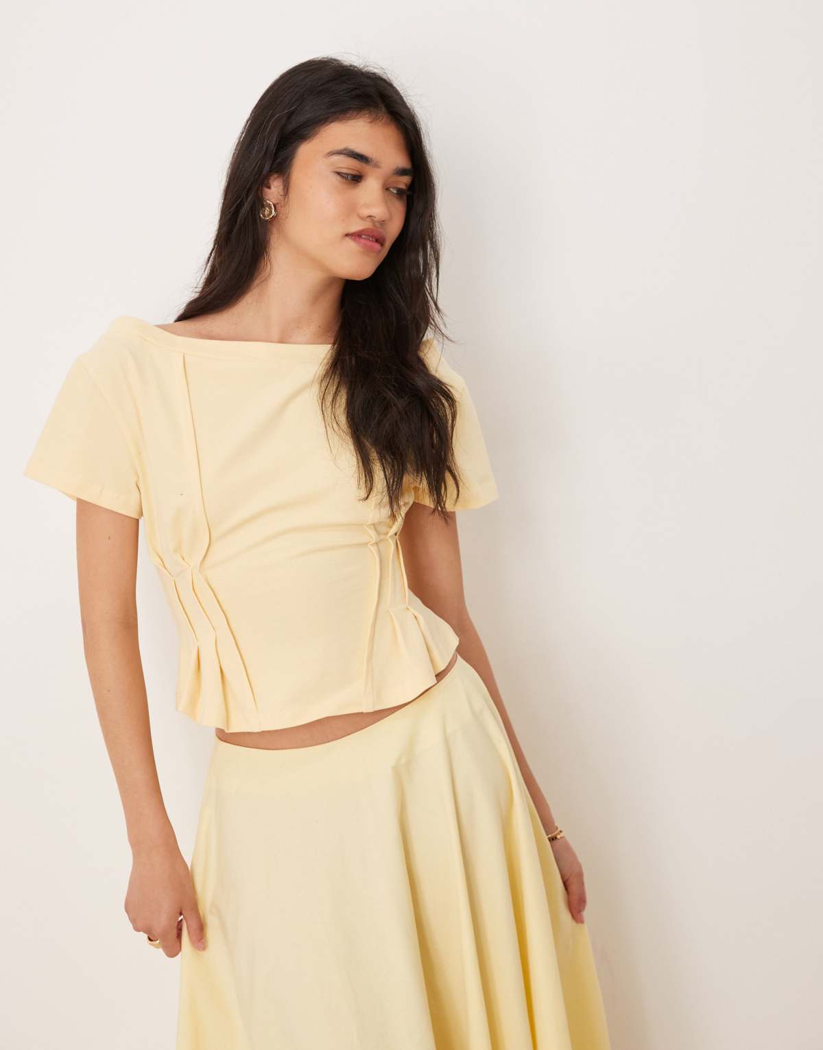 ASOS DESIGN off shoulder cinched waist detail tee