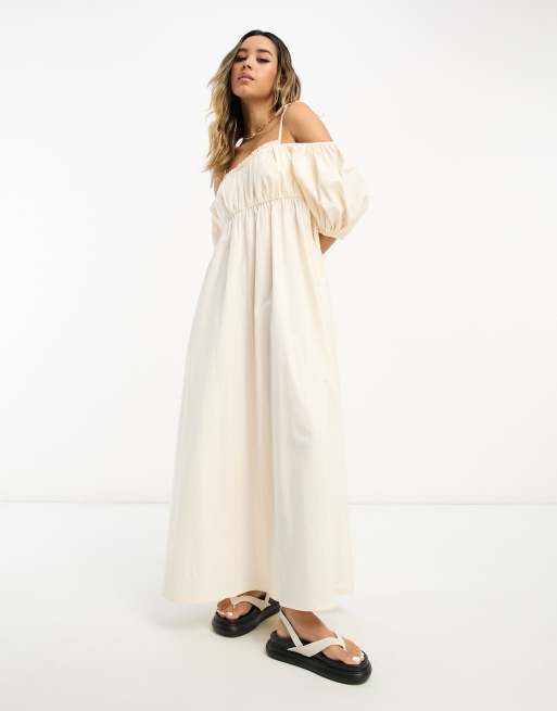 Off shoulder 2025 cotton maxi dress