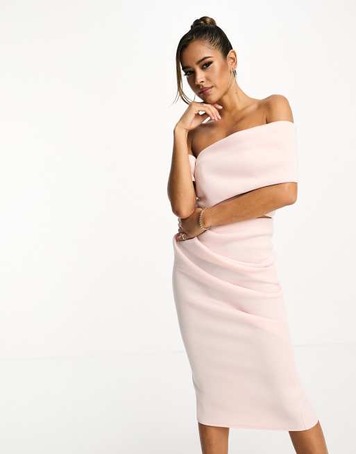 Off shoulder cut hot sale out midi dress