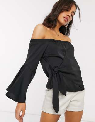 asos black wrap top