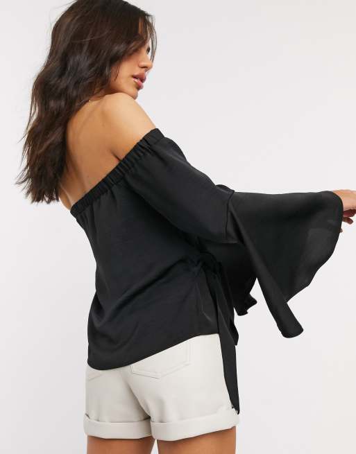 Black flowy off store the shoulder top