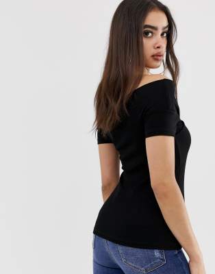 black fitted off the shoulder top