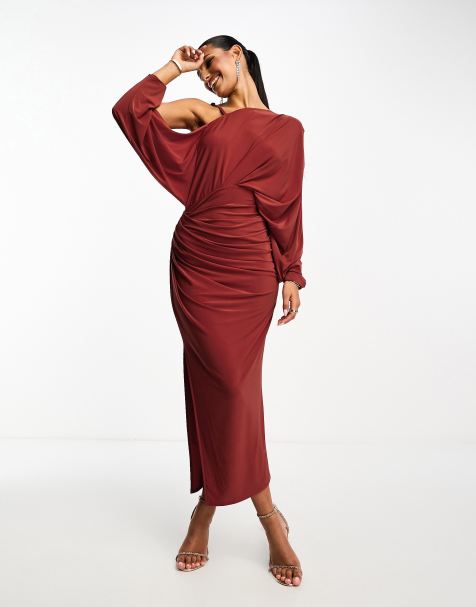 Asos edition asymmetric drape dress hot sale in velvet