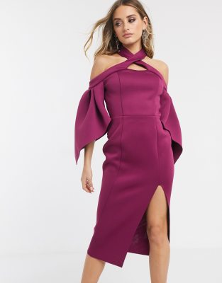 halter off shoulder dress