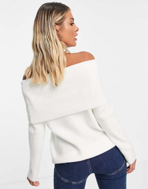 Off the shoulder sweater cream sale