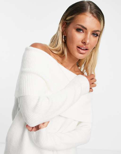 White sweater best sale off shoulder