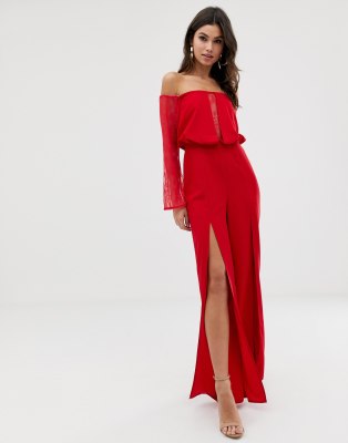 off the shoulder split leg jumpsuit