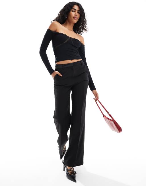 ASOS DESIGN off shoulder lace trim top in black | ASOS