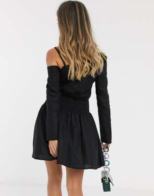 black off shoulder shirt dress