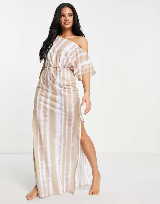 ASOS DESIGN off shoulder maxi beach dress in tie dye ASOS