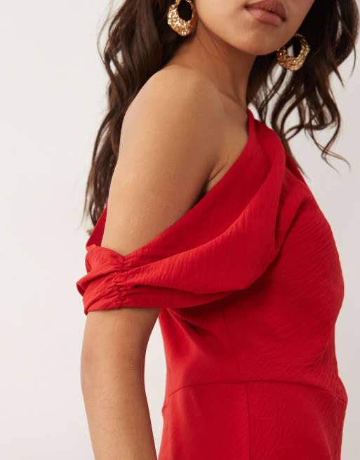 ASOS DESIGN off shoulder maxi dress in red, 2 of 4