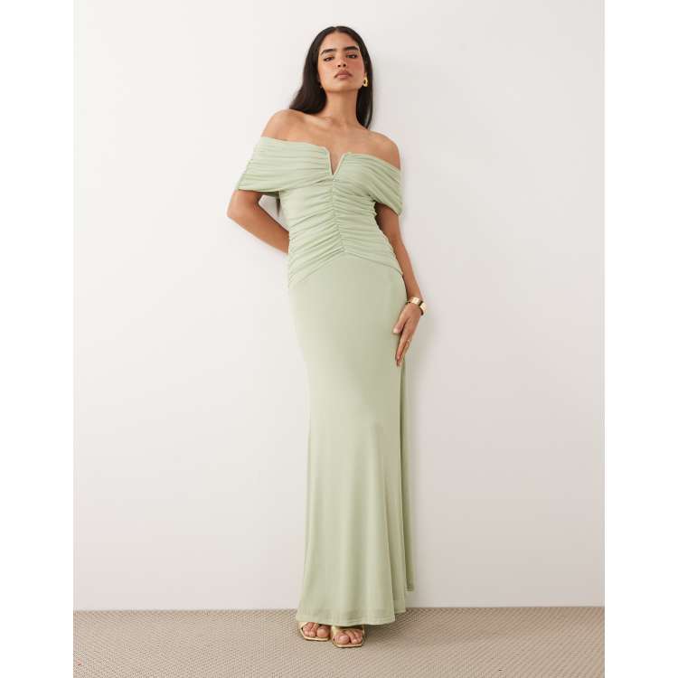 asos green cape dress ASOS DESIGN exaggerated cape maxi dress in green