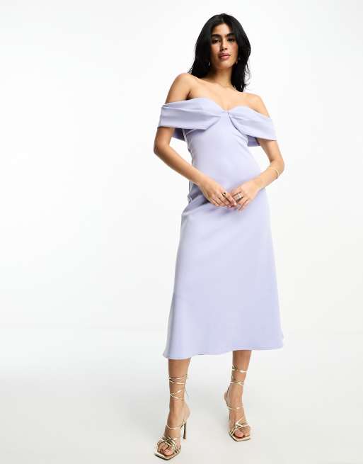 Pale blue off shop the shoulder dress