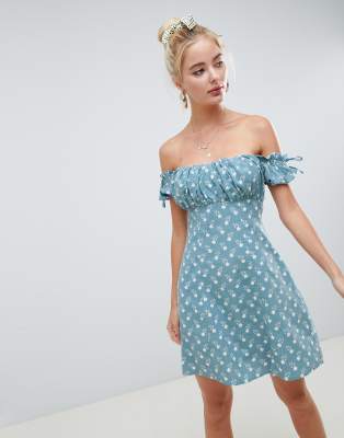 off the shoulder floral mini dress