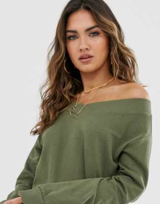 oversized off the shoulder sweatshirt