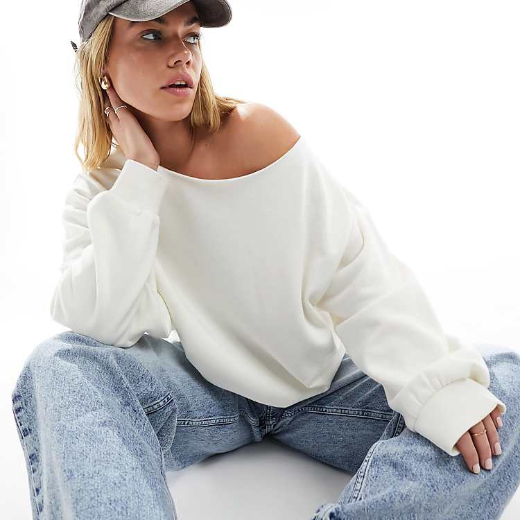 ASOS DESIGN off shoulder oversized sweatshirt in white | ASOS ASOS DESIGN off shoulder oversized sweatshirt in white | ASOS