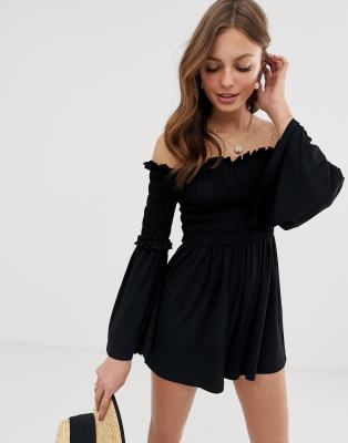 black off the shoulder playsuit