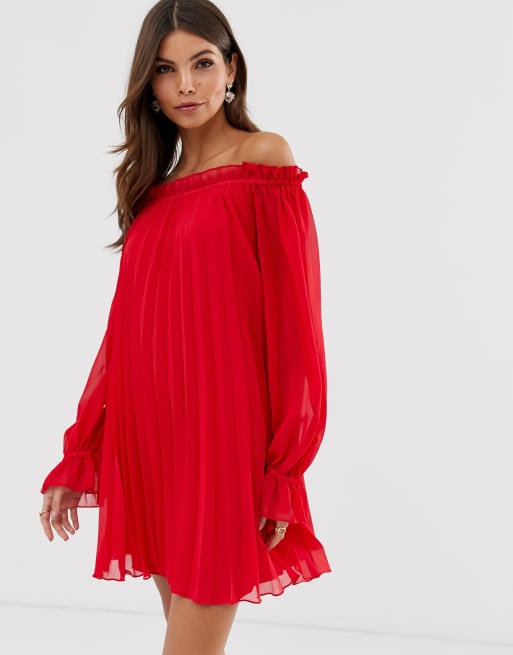 Asos design pleated trapeze hotsell mini dress