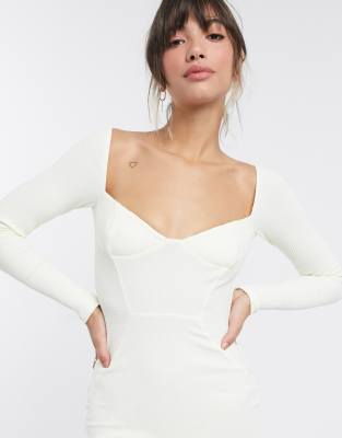 white long sleeve dress off the shoulder