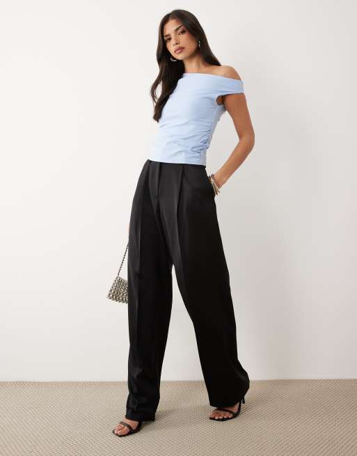 ASOS DESIGN off shoulder ruched detail top in baby blue, 2 of 4