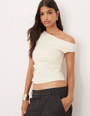 Asos Design Off Shoulder Ruched Detail Top In White