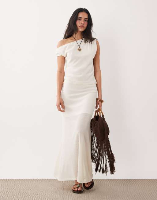 ASOS DESIGN off shoulder sheer co-ord top in white, 2 of 4