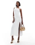 [ASOS DESIGN] ASOS DESIGN off shoulder starfish trim maxi dress in white L White