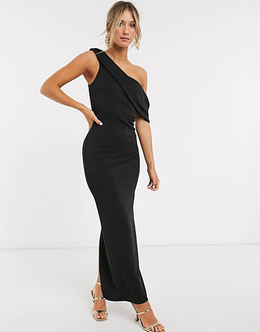 ASOS DESIGN off shoulder structured maxi dress in black | ASOS