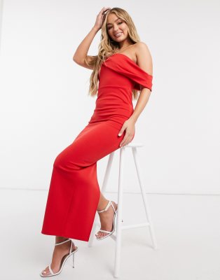 asos red off the shoulder dress