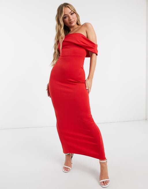 asos red off the shoulder dress