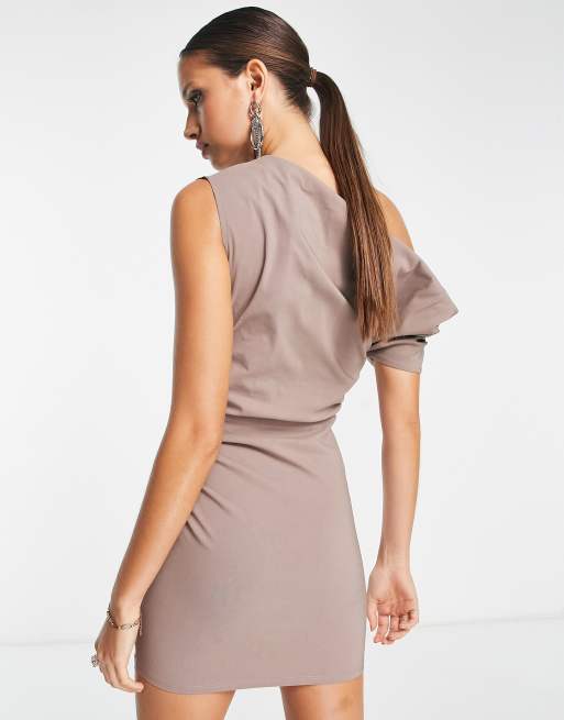 ASOS DESIGN one shoulder hot fix mini dress in pink blush